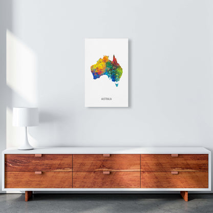 Australia Watercolour Map Art Print by Michael Tompsett A3 Canvas
