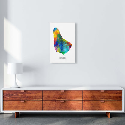Barbados Watercolour Map Art Print by Michael Tompsett A3 Canvas
