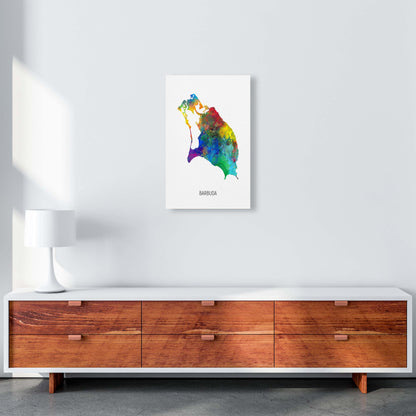 Barbuda Watercolour Map Art Print by Michael Tompsett A3 Canvas