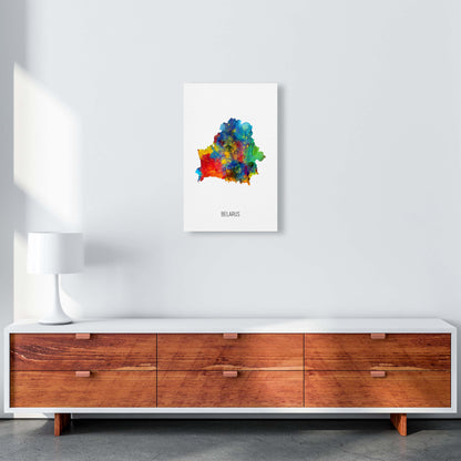 Belarus Watercolour Map Art Print by Michael Tompsett A3 Canvas