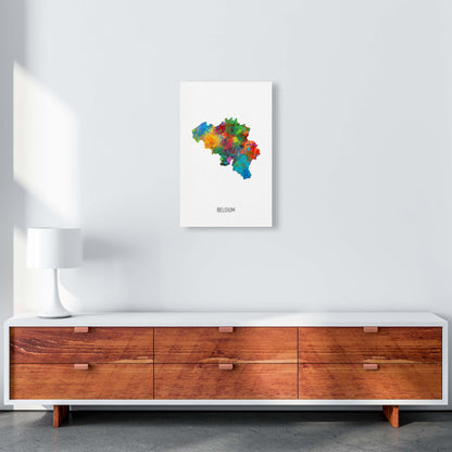 Belgium Watercolour Map Art Print by Michael Tompsett A3 Canvas