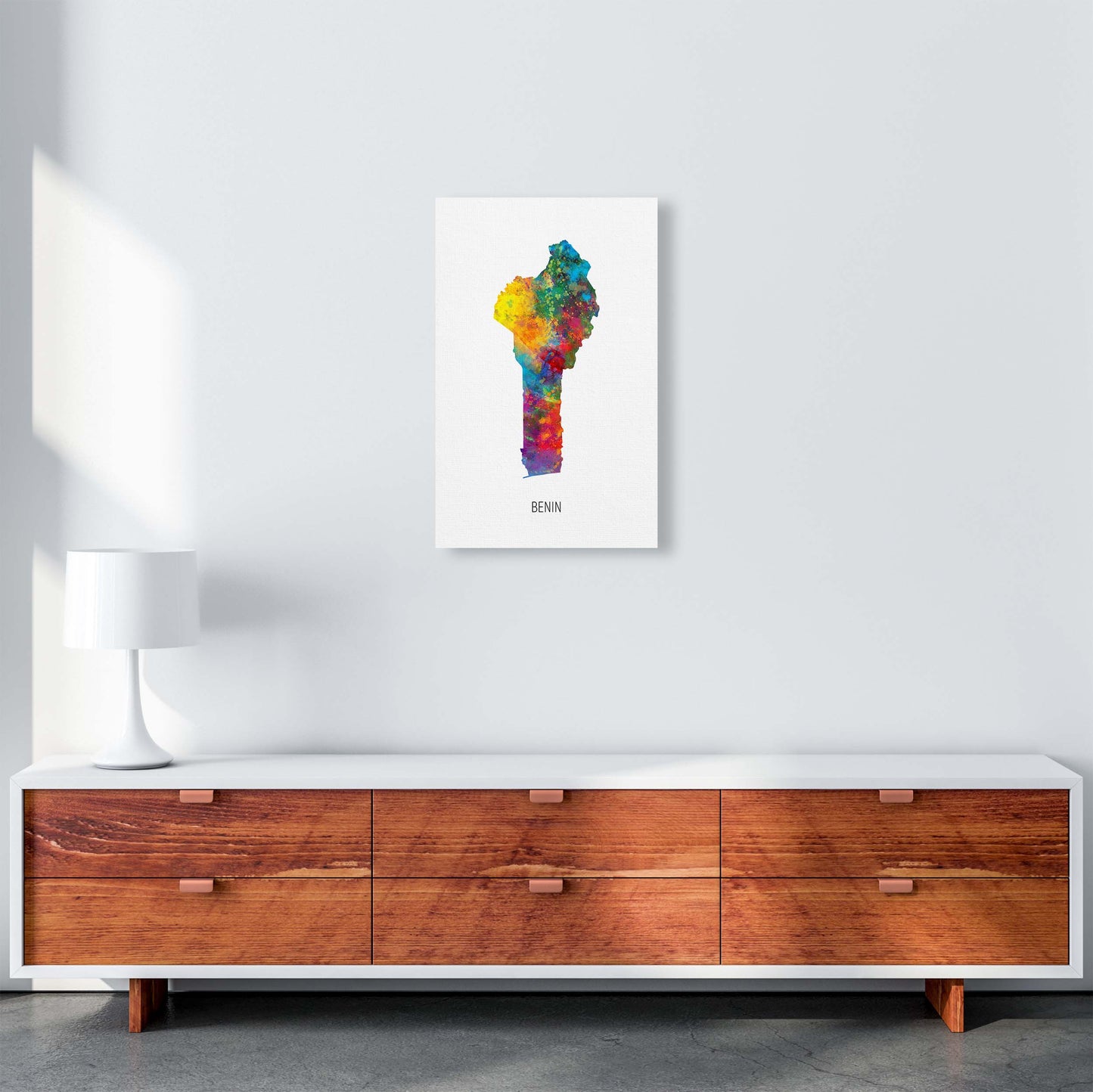 Benin Watercolour Map Art Print by Michael Tompsett A3 Canvas