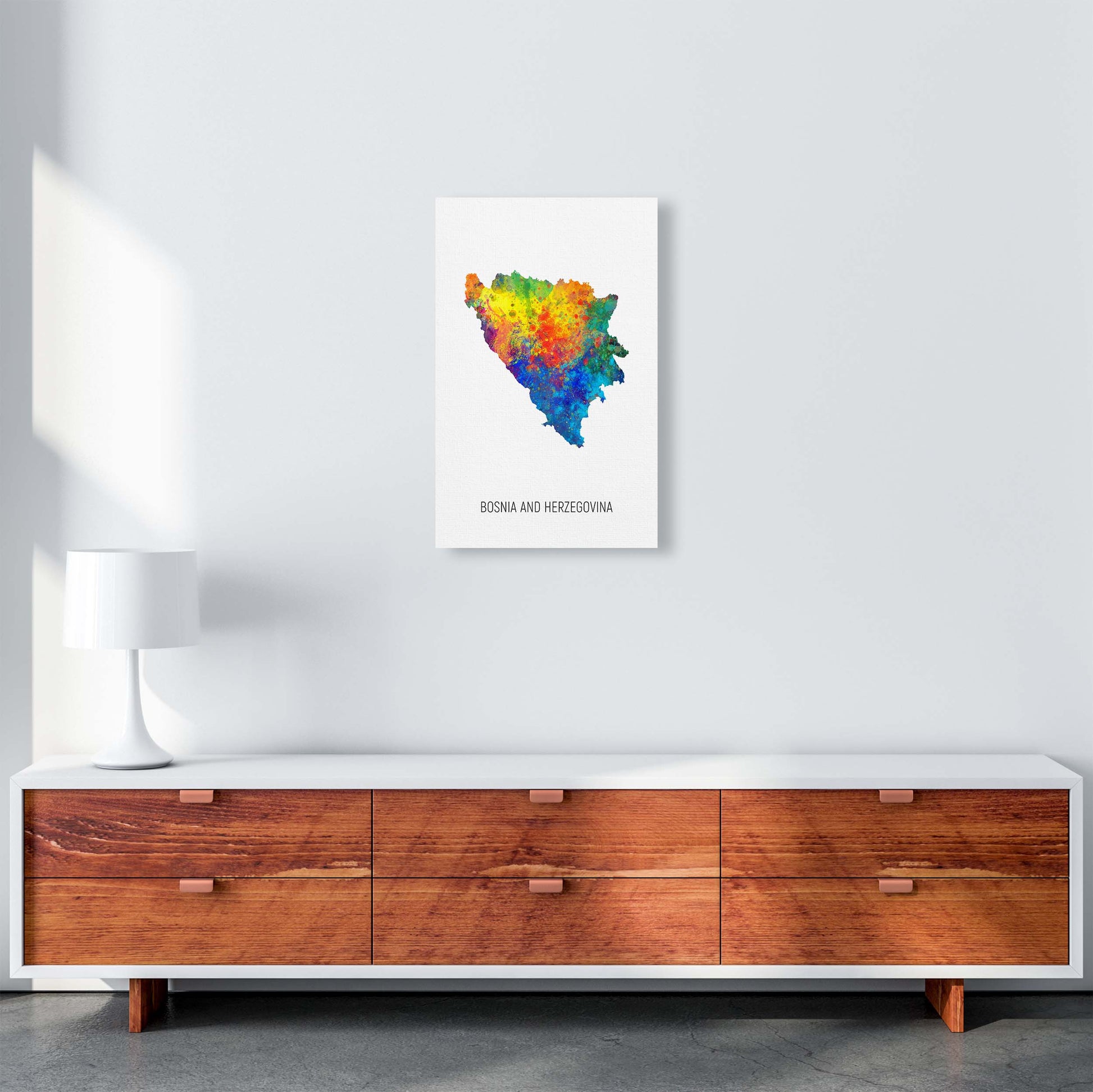 Bosnia And Herzegovina Watercolour Map  by Michael Tompsett A3 Canvas