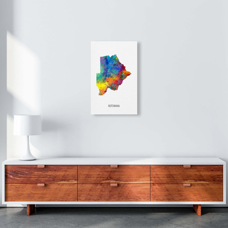 Botswana Watercolour Map Art Print by Michael Tompsett A3 Canvas