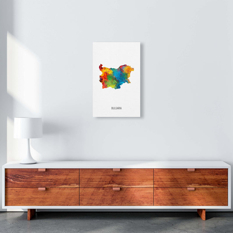 Bulgaria Watercolour Map Art Print by Michael Tompsett A3 Canvas