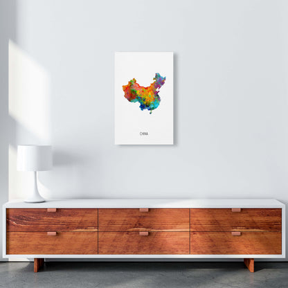China Watercolour Map Art Print by Michael Tompsett A3 Canvas