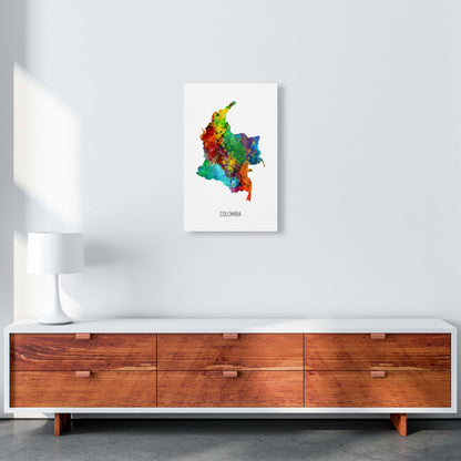 Colombia Watercolour Map Art Print by Michael Tompsett A3 Canvas