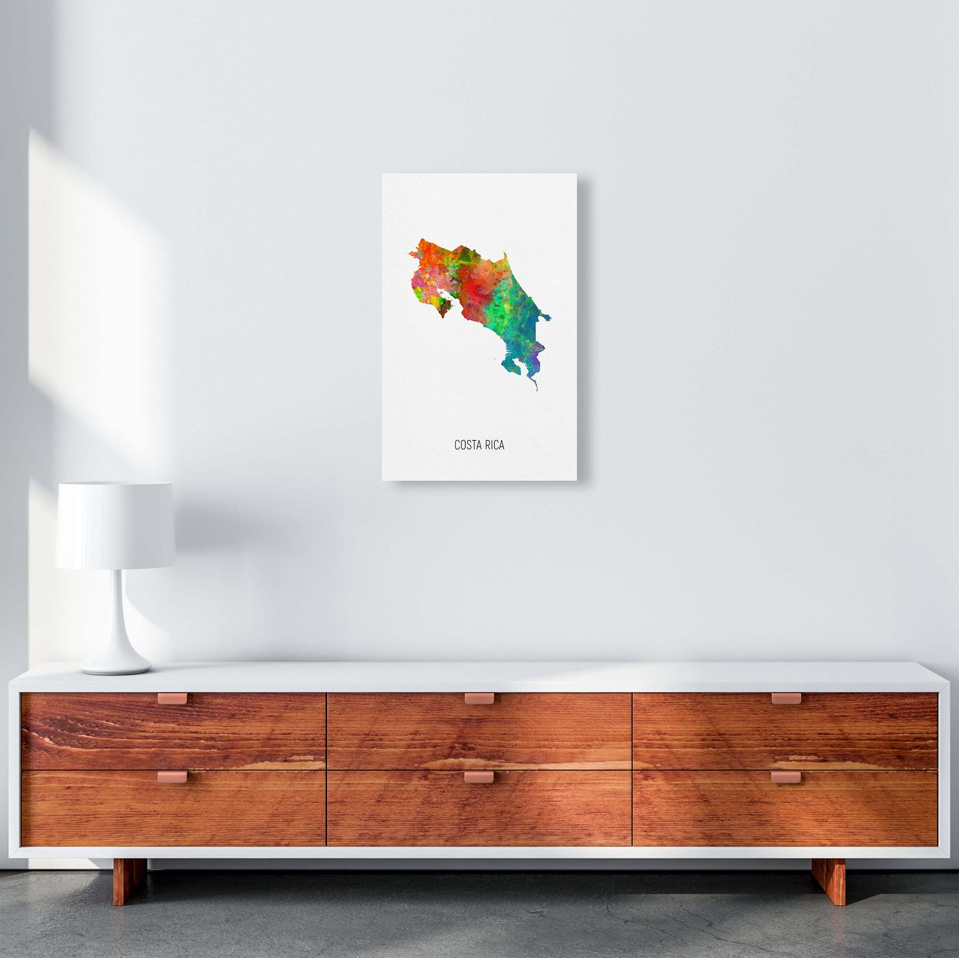 Costa Rica Watercolour Map Art Print by Michael Tompsett A3 Canvas