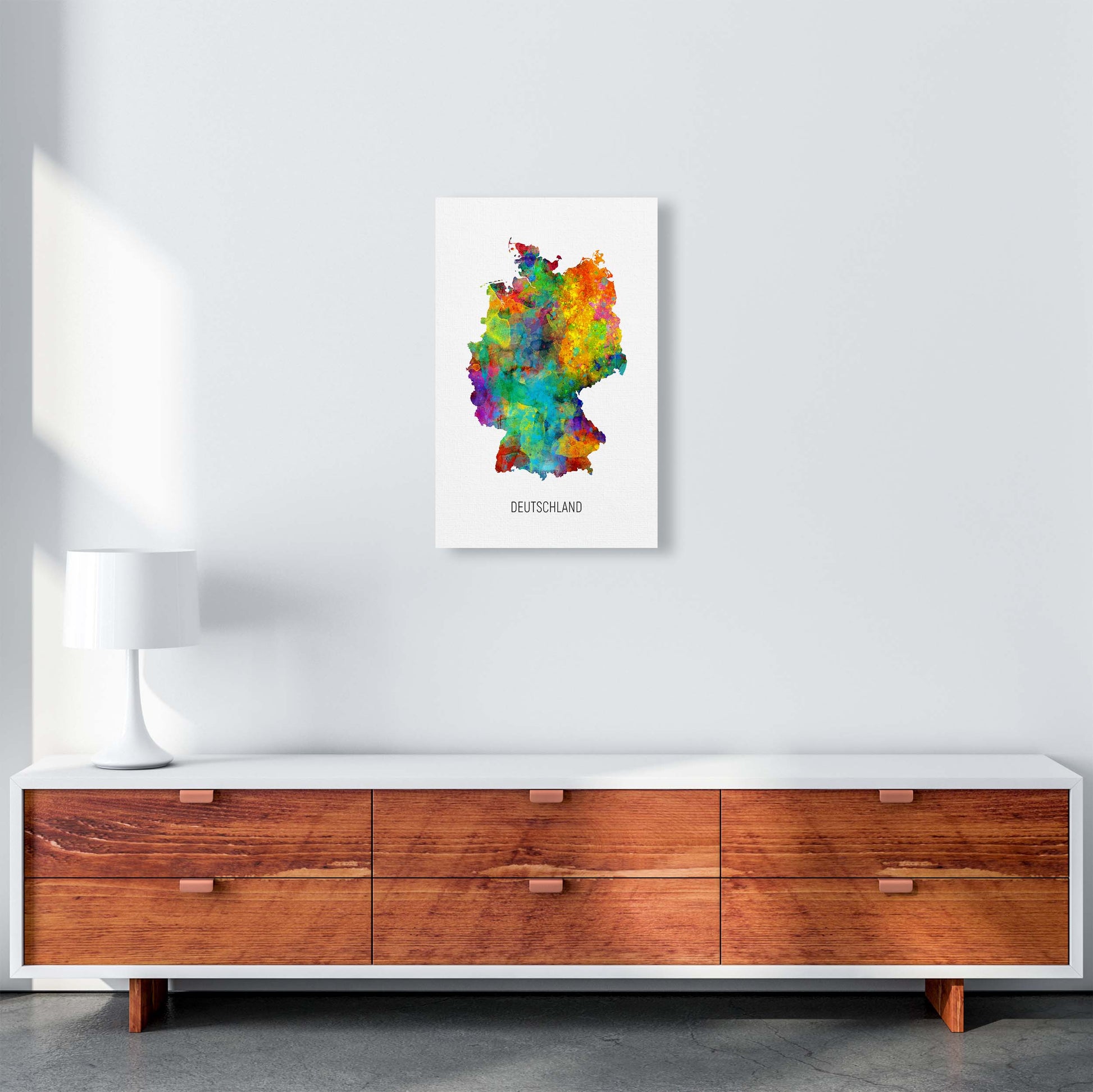 Deutschland Watercolour Map Art Print by Michael Tompsett A3 Canvas