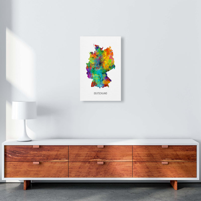 Deutschland Watercolour Map Art Print by Michael Tompsett A3 Canvas