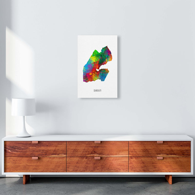 Djibouti Watercolour Map Art Print by Michael Tompsett A3 Canvas