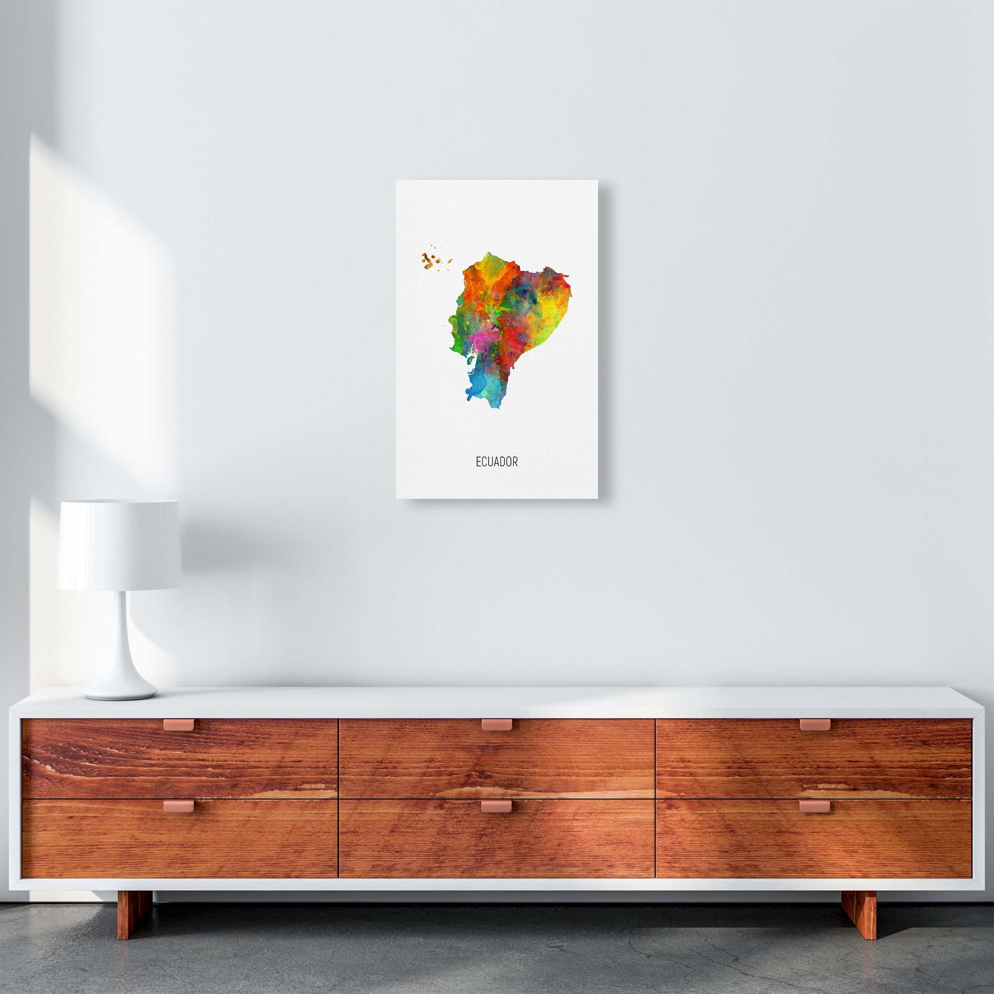 Ecuador Watercolour Map Art Print by Michael Tompsett A3 Canvas