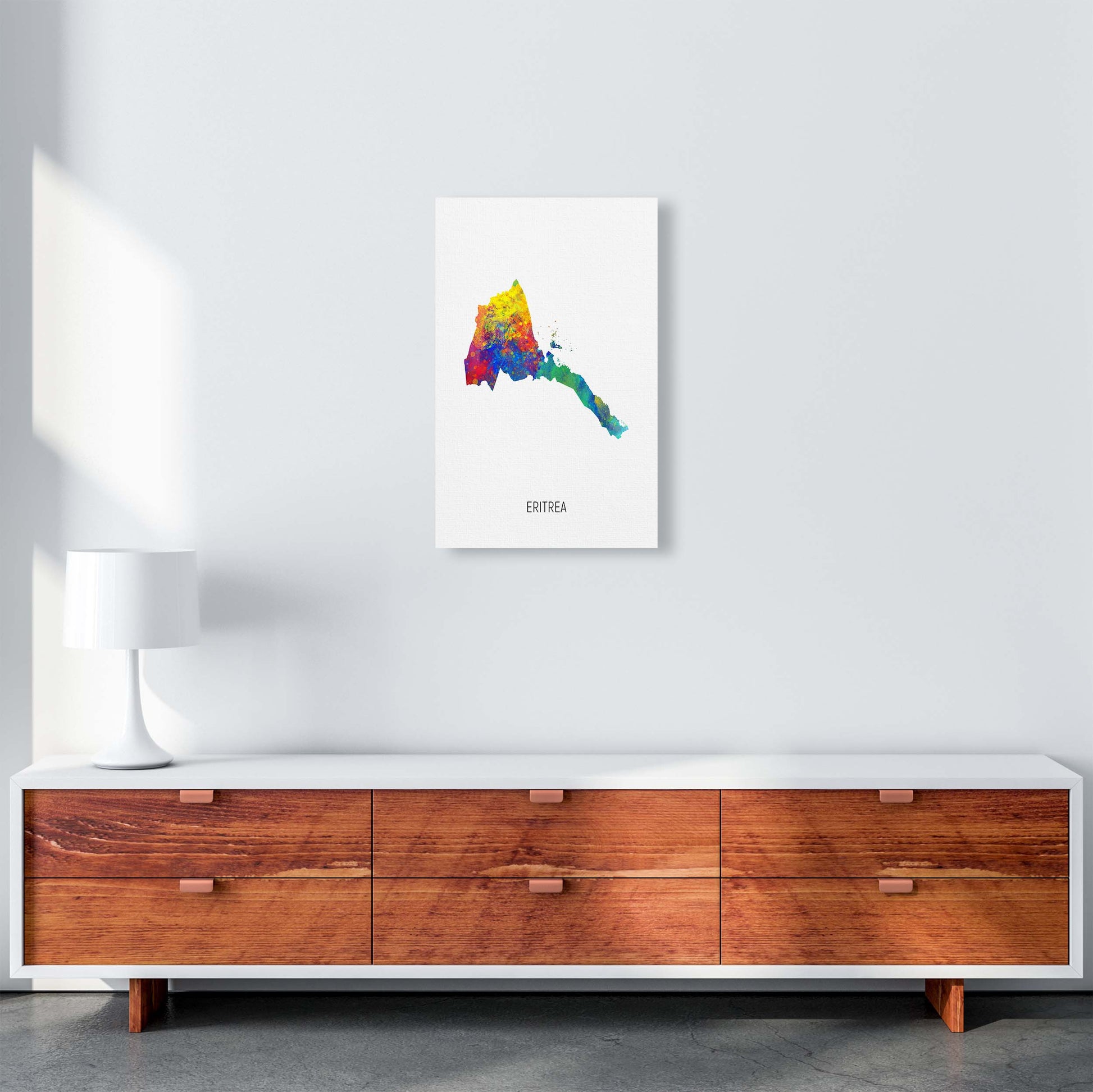 Eritrea Watercolour Map Art Print by Michael Tompsett A3 Canvas