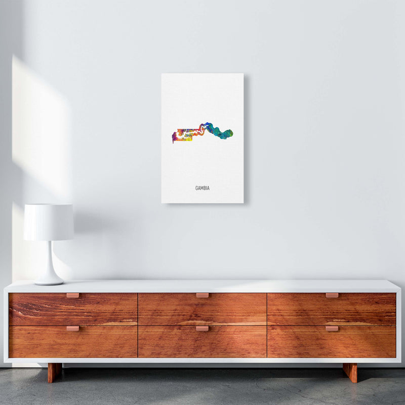 Gambia Watercolour Map Art Print by Michael Tompsett A3 Canvas