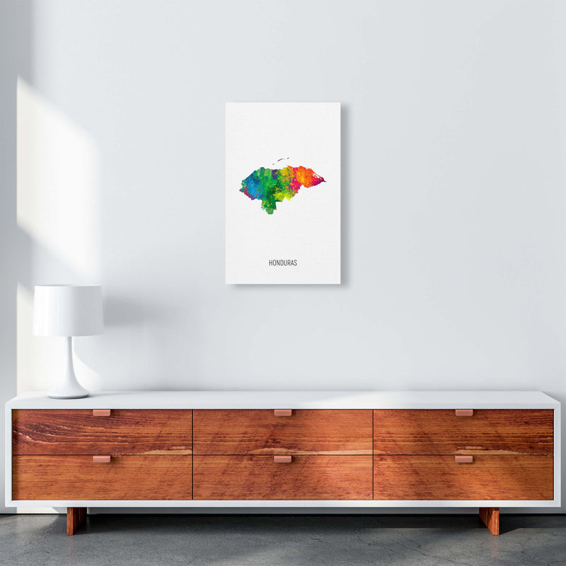 Honduras Watercolour Map Art Print by Michael Tompsett A3 Canvas
