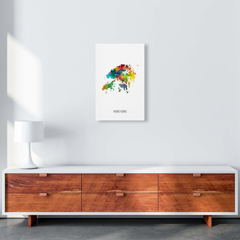 Hong Kong Watercolour Map Art Print by Michael Tompsett A3 Canvas