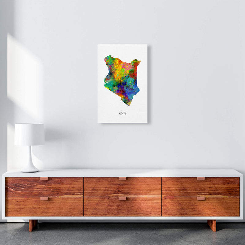Kenya Watercolour Map Art Print by Michael Tompsett A3 Canvas