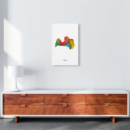 Latvia Watercolour Map Art Print by Michael Tompsett A3 Canvas