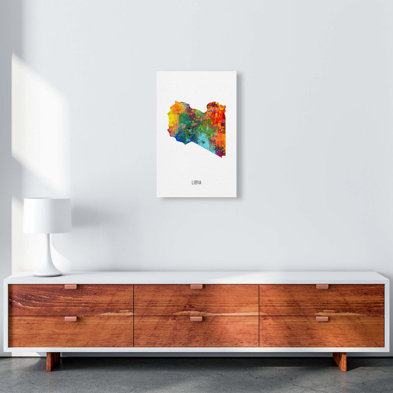 Libya Watercolour Map Art Print by Michael Tompsett A3 Canvas
