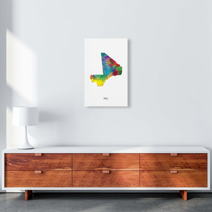 Mali Watercolour Map Art Print by Michael Tompsett A3 Canvas
