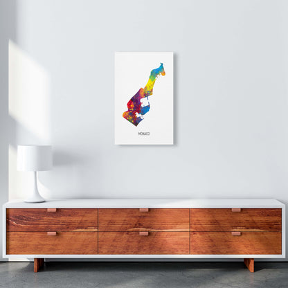 Monaco Watercolour Map Art Print by Michael Tompsett A3 Canvas