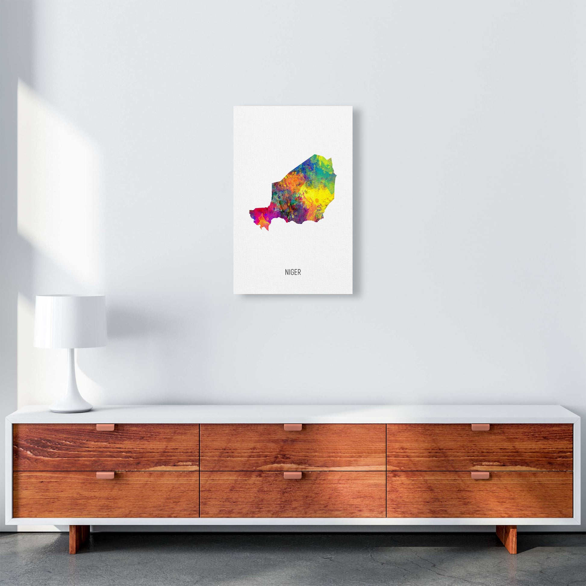 Niger Watercolour Map Art Print by Michael Tompsett A3 Canvas