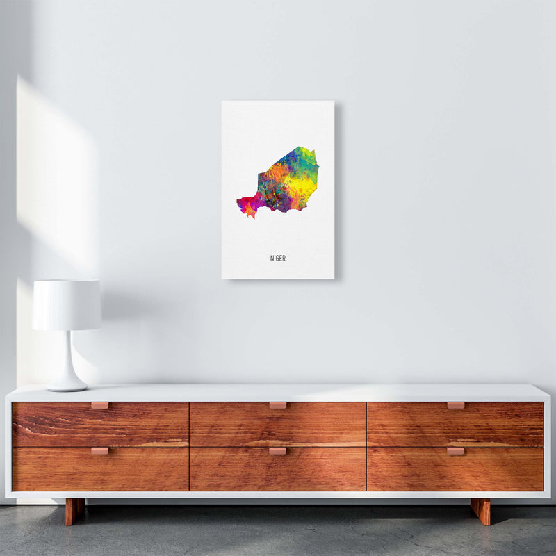 Niger Watercolour Map Art Print by Michael Tompsett A3 Canvas