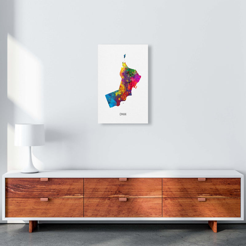 Oman Watercolour Map Art Print by Michael Tompsett A3 Canvas