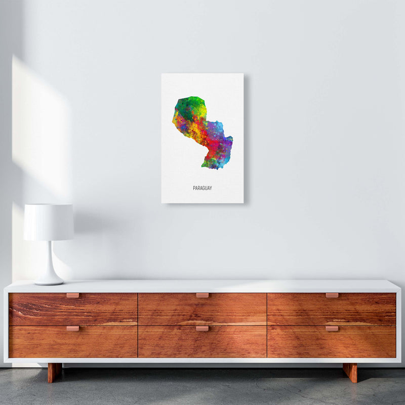 Paraguay Watercolour Map Art Print by Michael Tompsett A3 Canvas