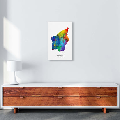 San Marino Watercolour Map Art Print by Michael Tompsett A3 Canvas