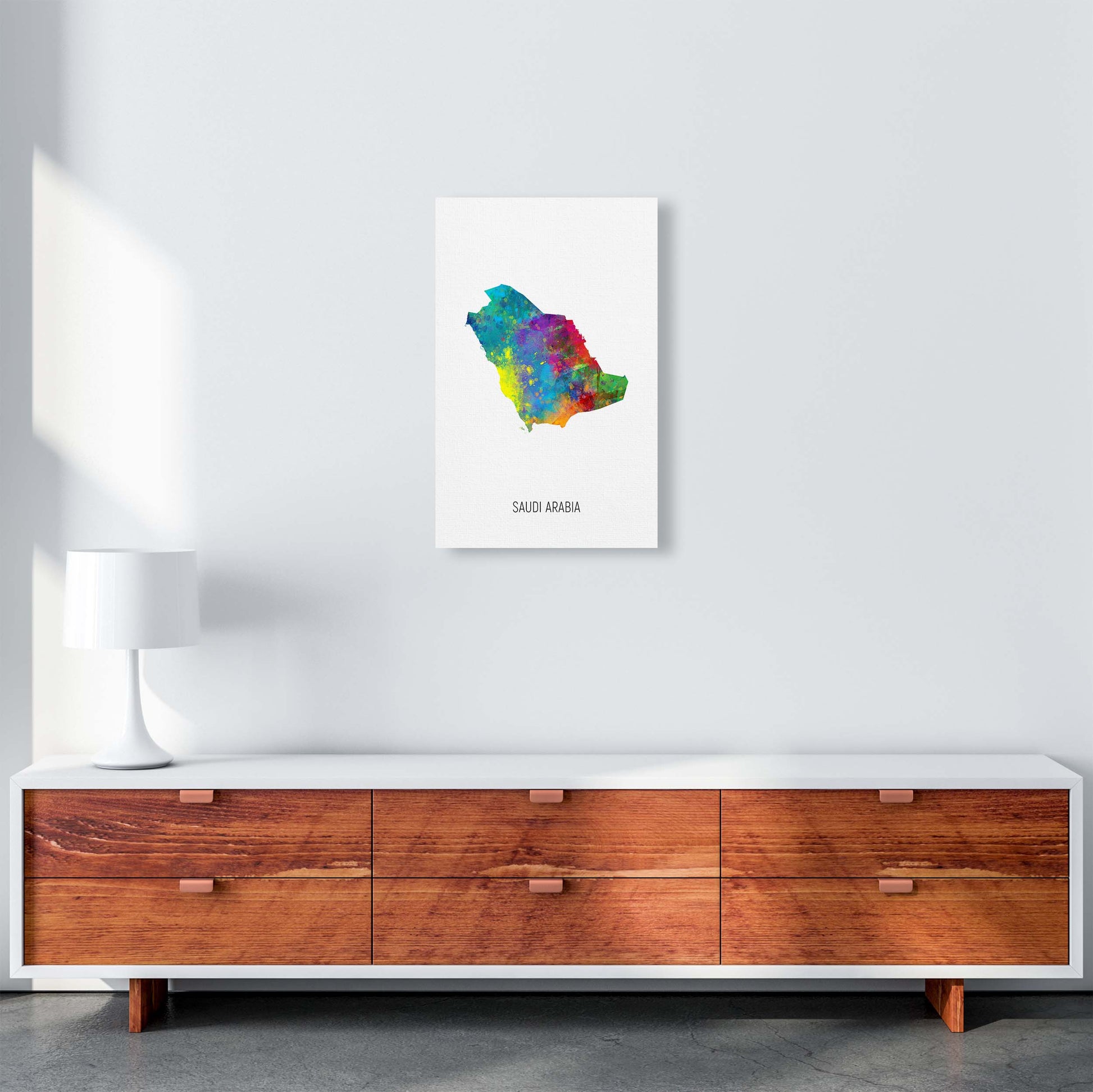 Saudi Arabia Watercolour Map Art Print by Michael Tompsett A3 Canvas