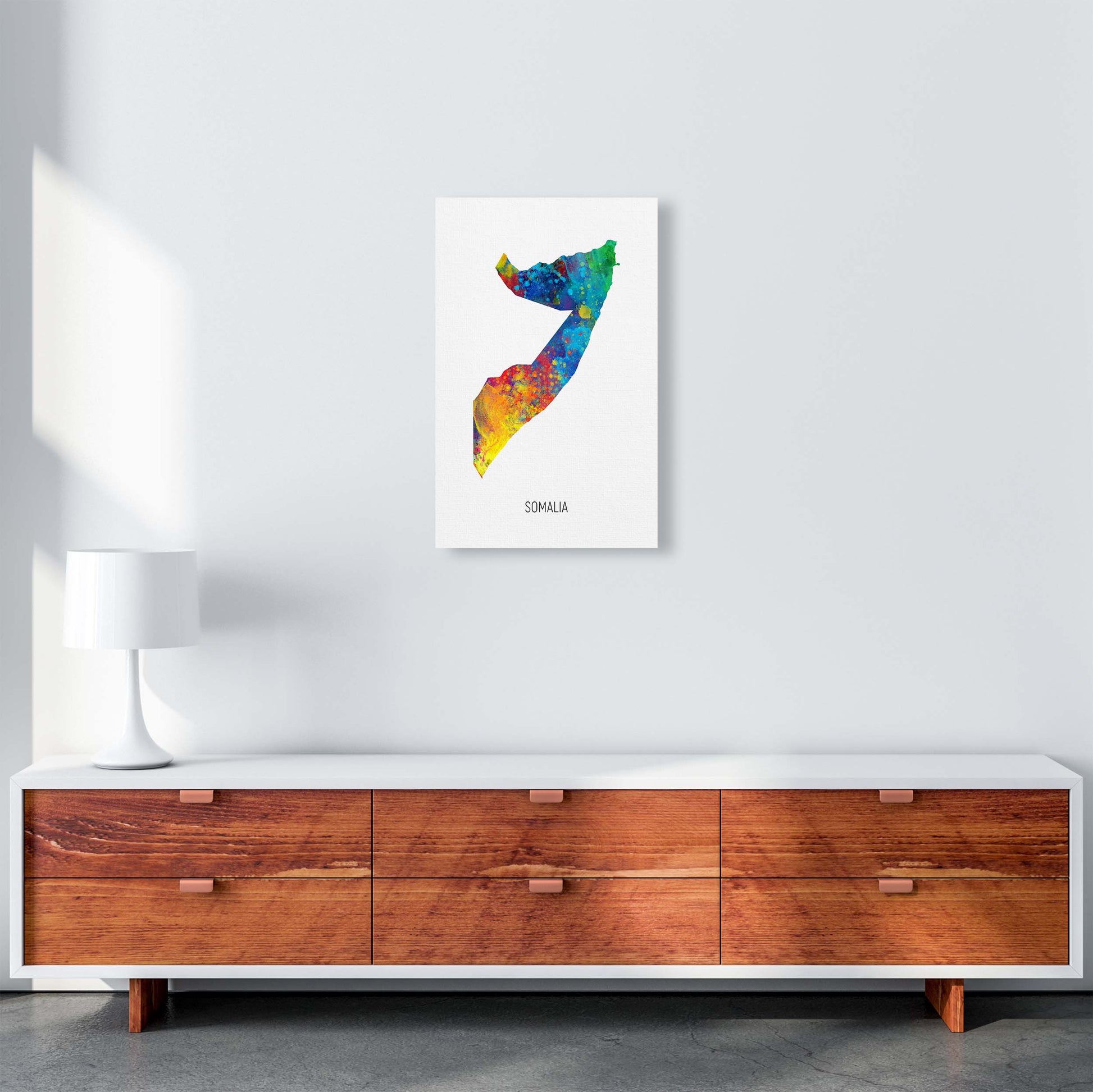 Somalia Watercolour Map Art Print by Michael Tompsett A3 Canvas