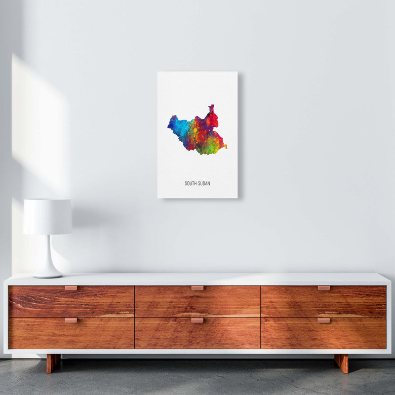 South Sudan Watercolour Map Art Print by Michael Tompsett A3 Canvas