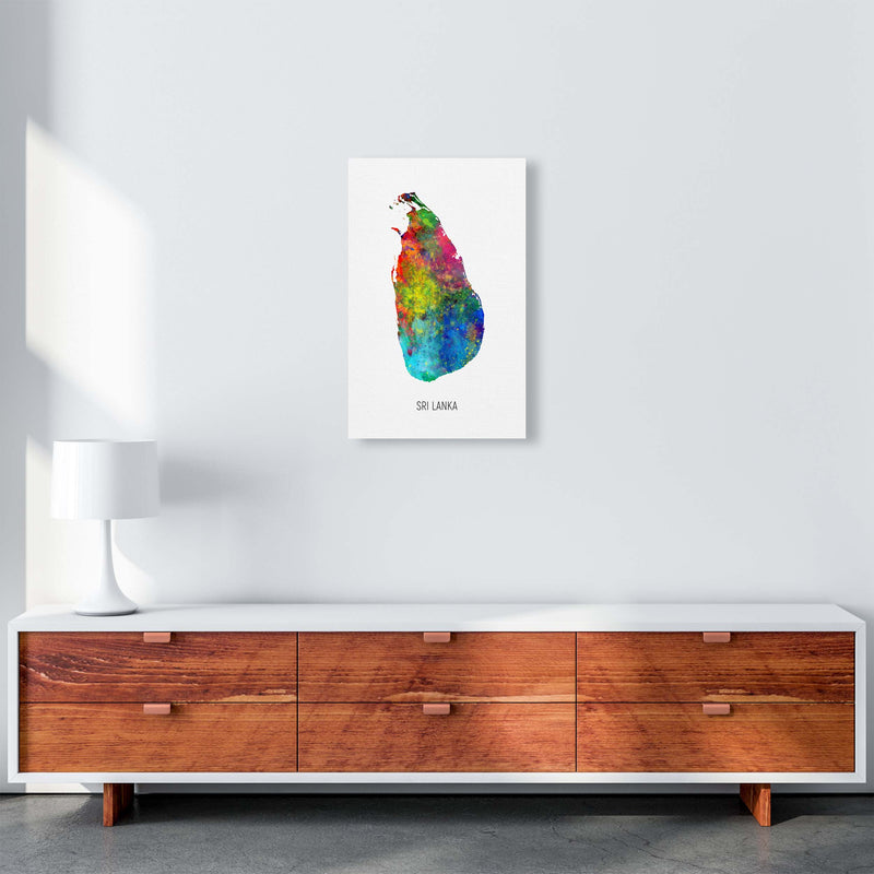 Sri Lanka Watercolour Map Art Print by Michael Tompsett A3 Canvas