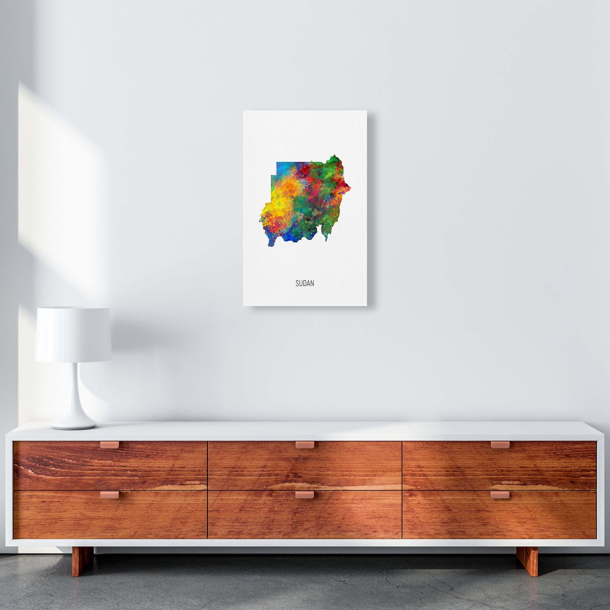 Sudan Watercolour Map Art Print by Michael Tompsett A3 Canvas