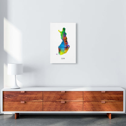 Suomi Watercolour Map Art Print by Michael Tompsett A3 Canvas