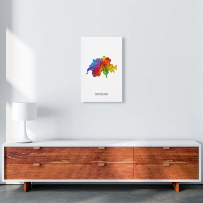 Switzerland Watercolour Map Art Print by Michael Tompsett A3 Canvas
