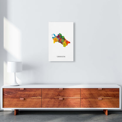 Turkmenistan Watercolour Map Art Print by Michael Tompsett A3 Canvas