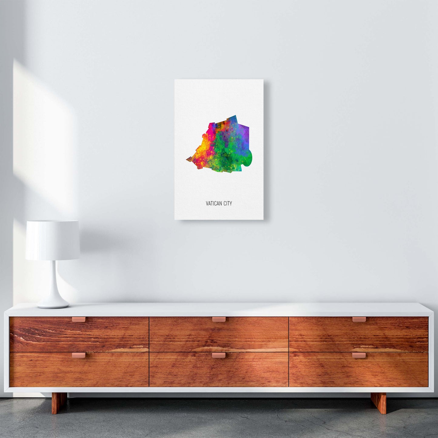 Vatican City Watercolour Map Art Print by Michael Tompsett A3 Canvas
