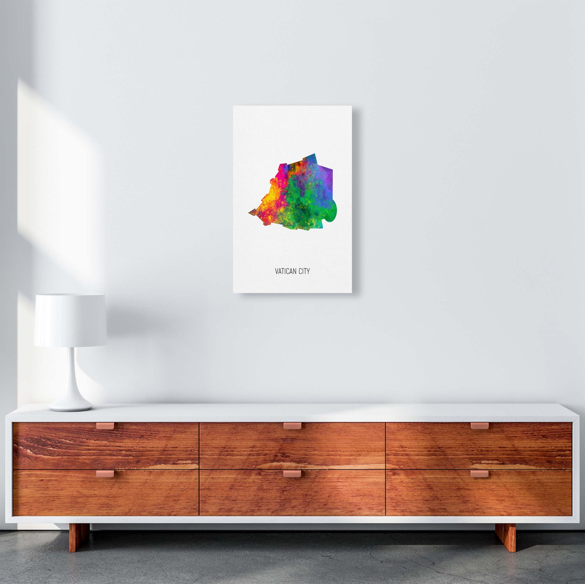 Vatican City Watercolour Map Art Print by Michael Tompsett A3 Canvas