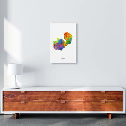 Zambia Watercolour Map Art Print by Michael Tompsett A3 Canvas
