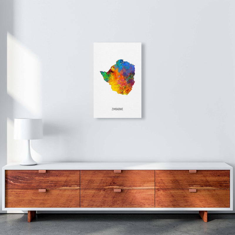 Zimbabwe Watercolour Map Art Print by Michael Tompsett A3 Canvas