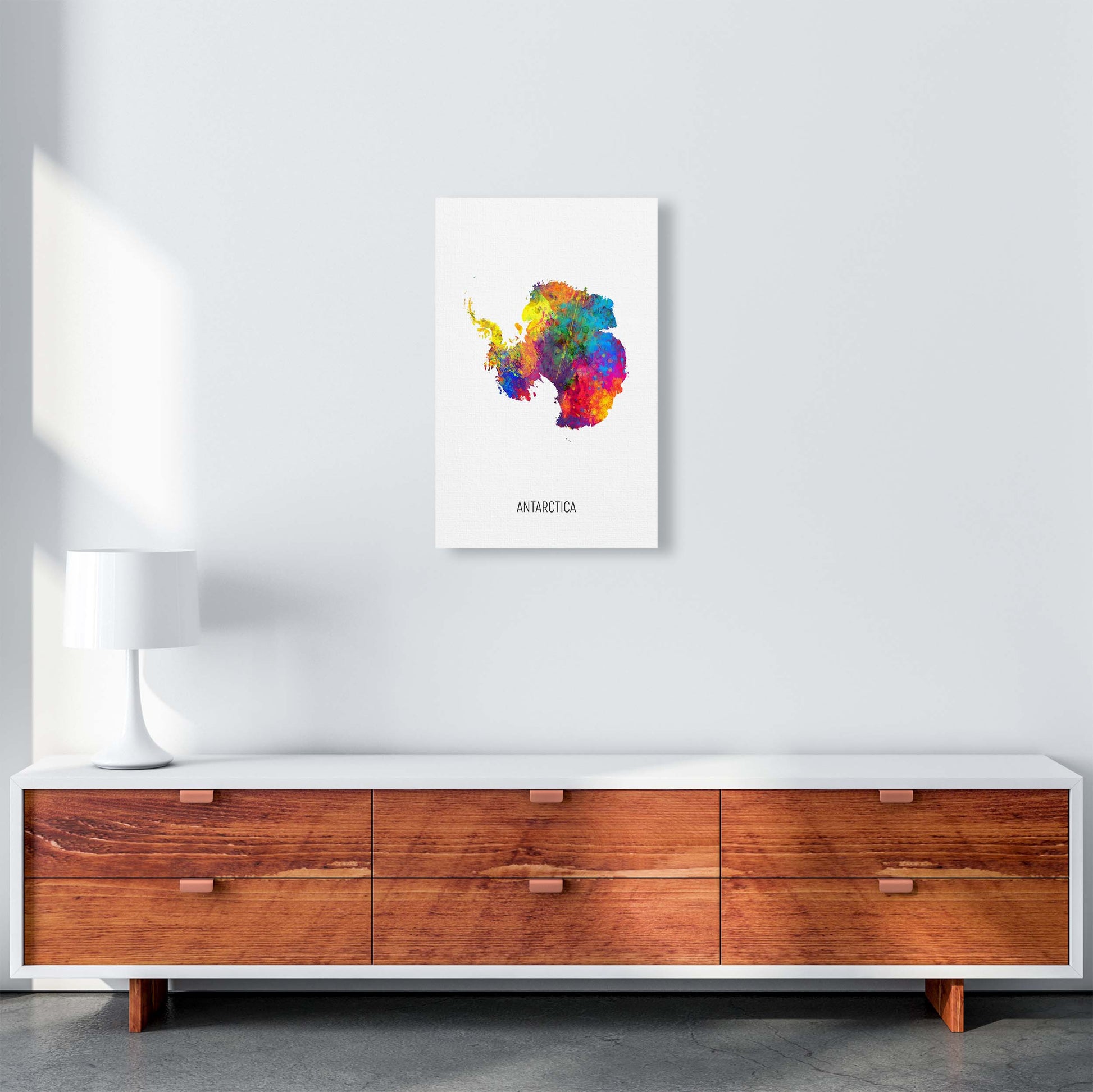 Antarctica Watercolour Map Art Print by Michael Tompsett A3 Canvas