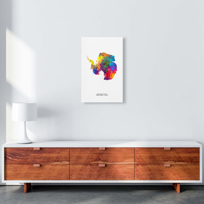 Antarctica Watercolour Map Art Print by Michael Tompsett A3 Canvas