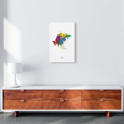 Asia Watercolour Map Art Print by Michael Tompsett A3 Canvas