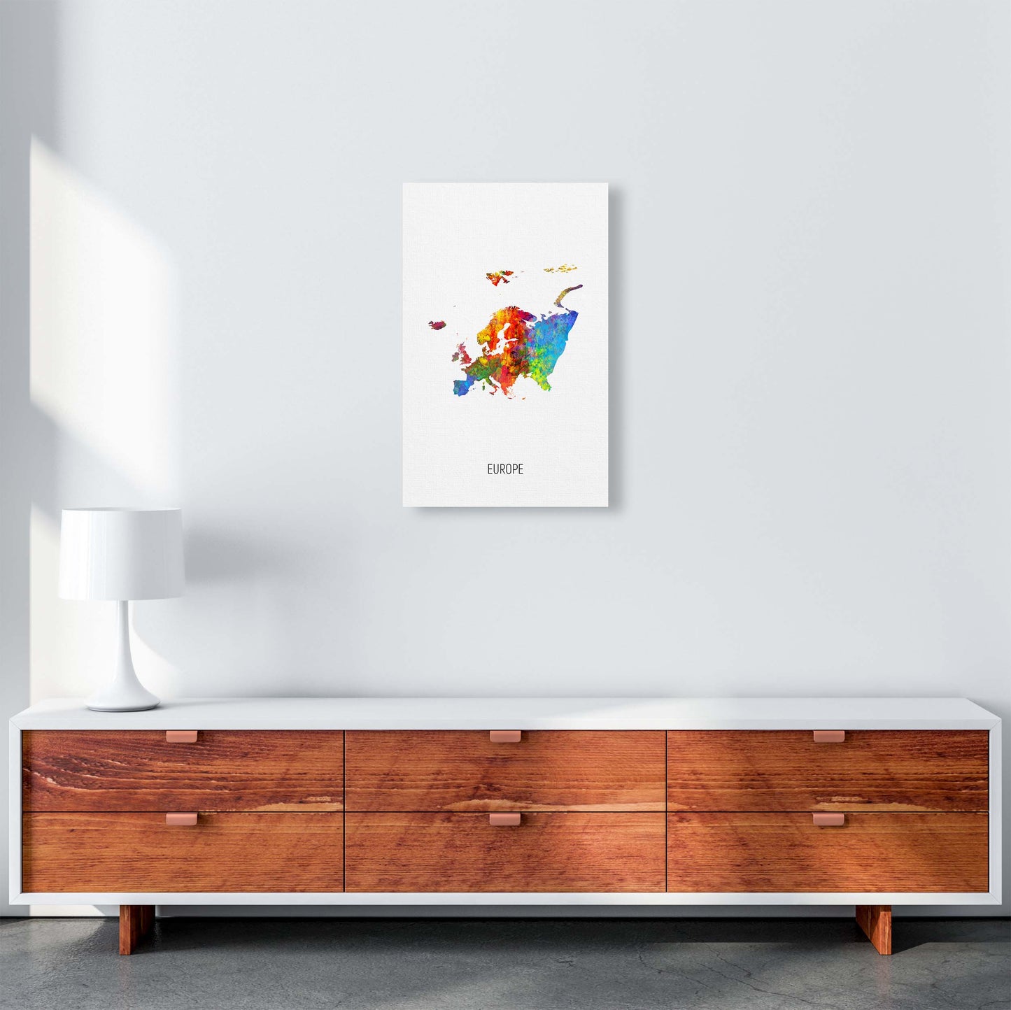 Europe Watercolour Map Art Print by Michael Tompsett A3 Canvas