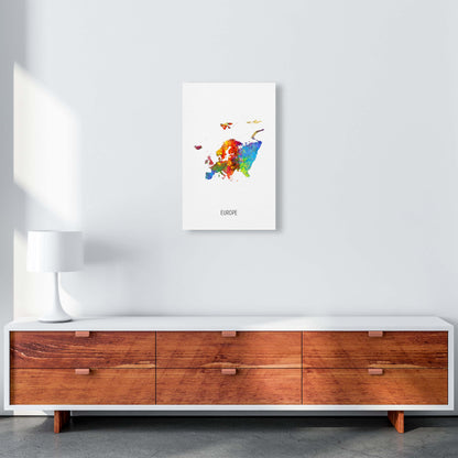 Europe Watercolour Map Art Print by Michael Tompsett A3 Canvas
