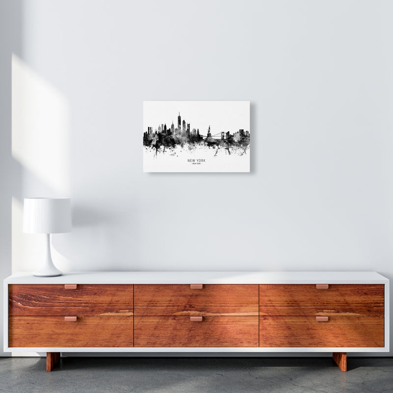 New York New York Skyline Black White City Name  by Michael Tompsett A3 Canvas