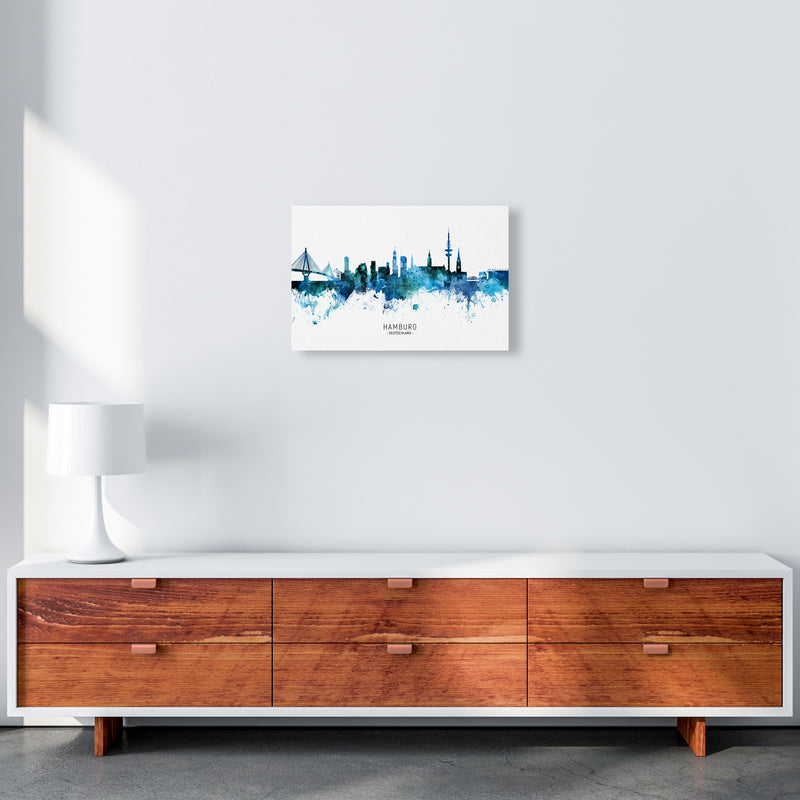 Hamburg Deutschland Skyline Blue City Name  by Michael Tompsett A3 Canvas