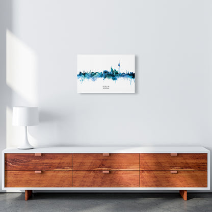 Berlin Deutschland Skyline Blue City Name  by Michael Tompsett A3 Canvas
